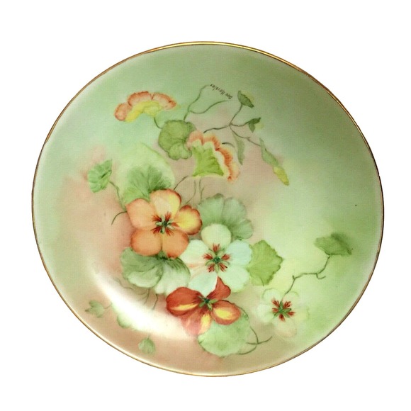 Vintage HOLIDAY CHINA Germany Plate 10" Hand Painted Flowers Signed by Artist - Picture 2 of 8
